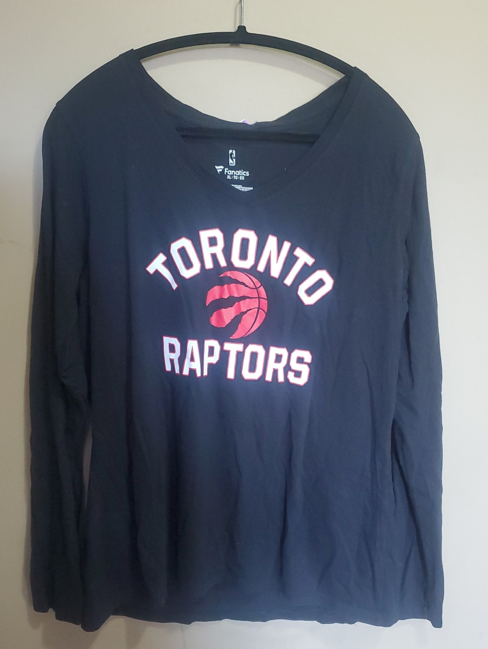 Fanatics Black Long-Sleeve Toronto Raptors Tee with Logo Size Xl